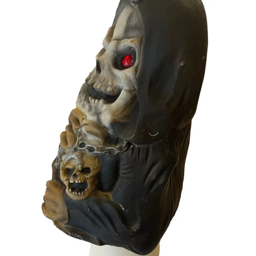 Grim Reaper Glow Eyes Halloween Skull Chain Easter Unlimited Vtg Rubber Prop